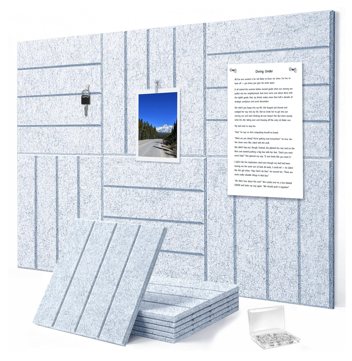 G Gamit 0.47" Thick Felt Wall Tiles 36"x24" Cork Board Alternative 6 Pack 11.81"x11.81"Felt