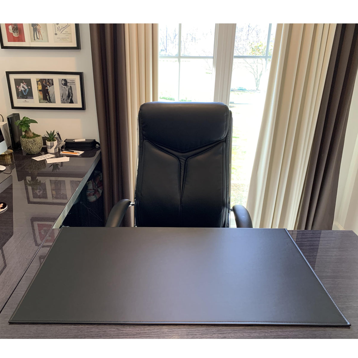 AKOZLIN Non-Slip 35.4"x 15.8" Soft PU Leather Surface Office Desk Mouse Mat Pad with Full Grip