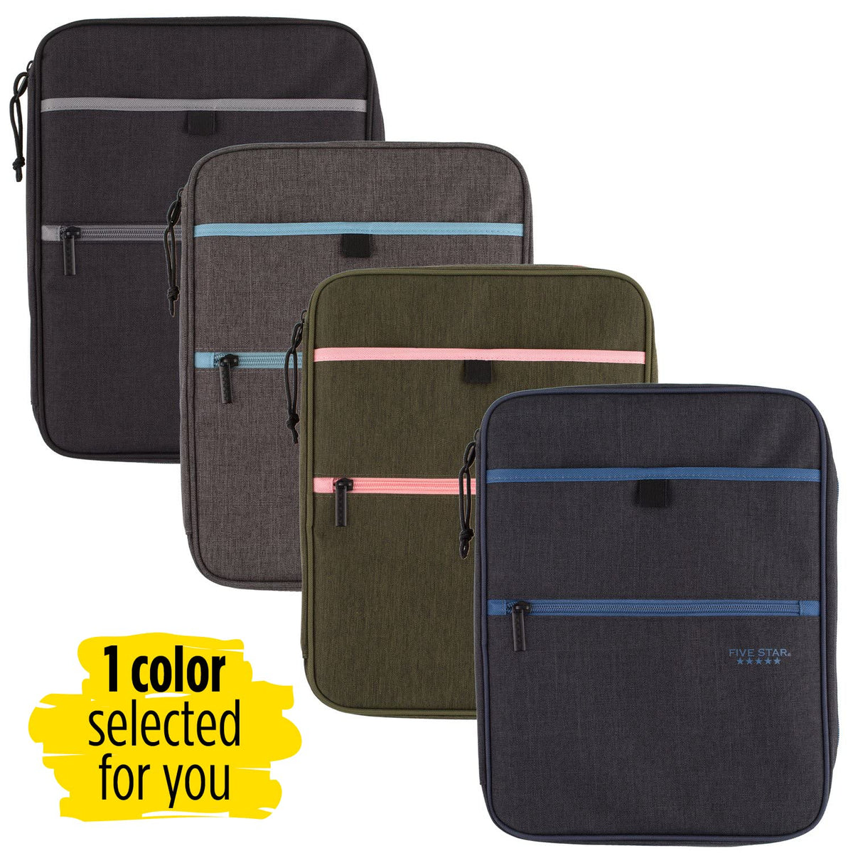 Five Star Zipper Binder, 1 Inch 3 Ring Binder, Carry-All with Internal Pockets and Dividers, 375