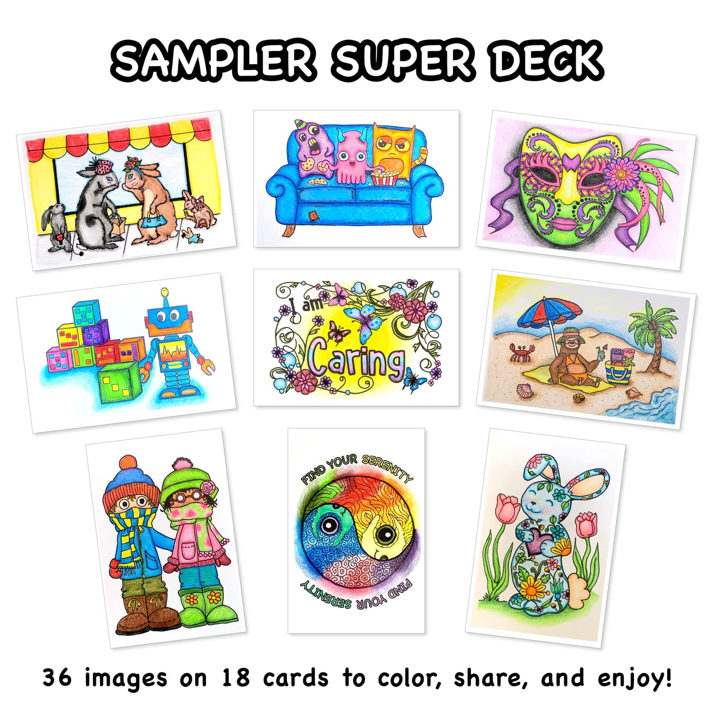Colorpockit Coloring Kit Travel Art Set with Colored Pencils, 4x6 Coloring Cards, Built in