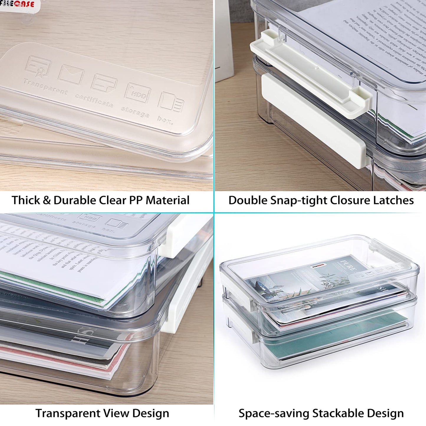 BTSKY 2 Pack Plastic Storage Containers with Lids, Portable Project Case Document Organizer