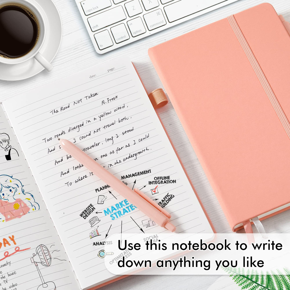 feela 5 Pack Notebooks Journals Bulk, Hardcover Classic Ruled Lined Journals with Pen Holder for