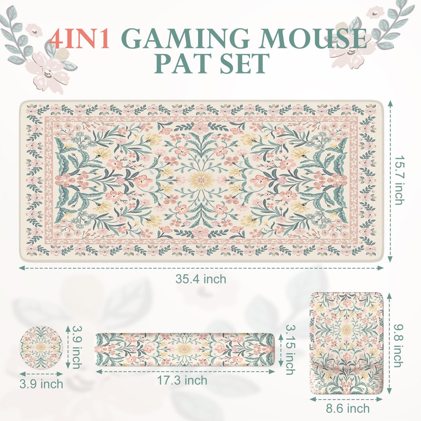 iLeadon Pink Desk Mat Set Cute,Mouse Pad and Keyboard Pad Mat for Desk