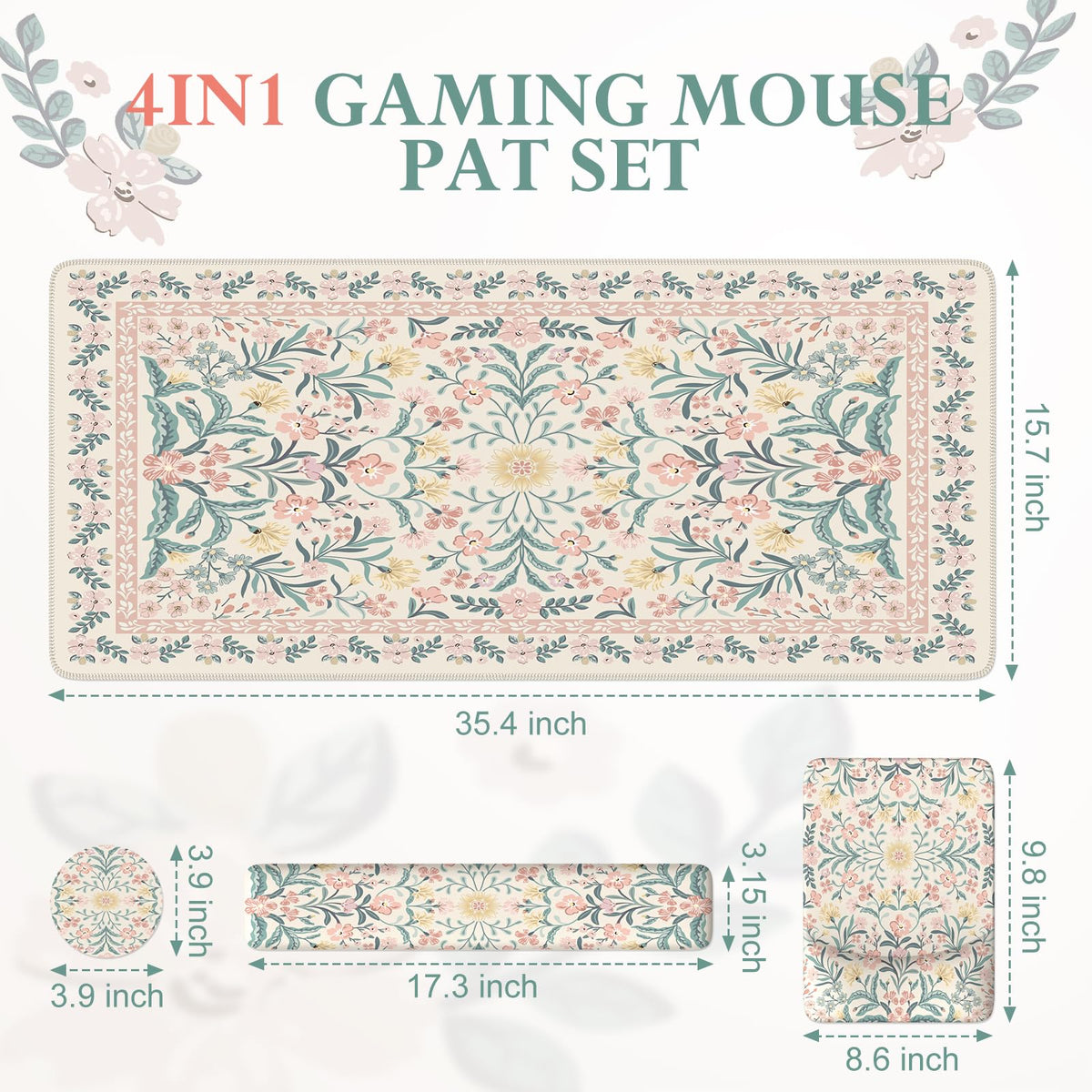 iLeadon Pink Desk Mat Set Cute,Mouse Pad and Keyboard Pad Mat for Desk
