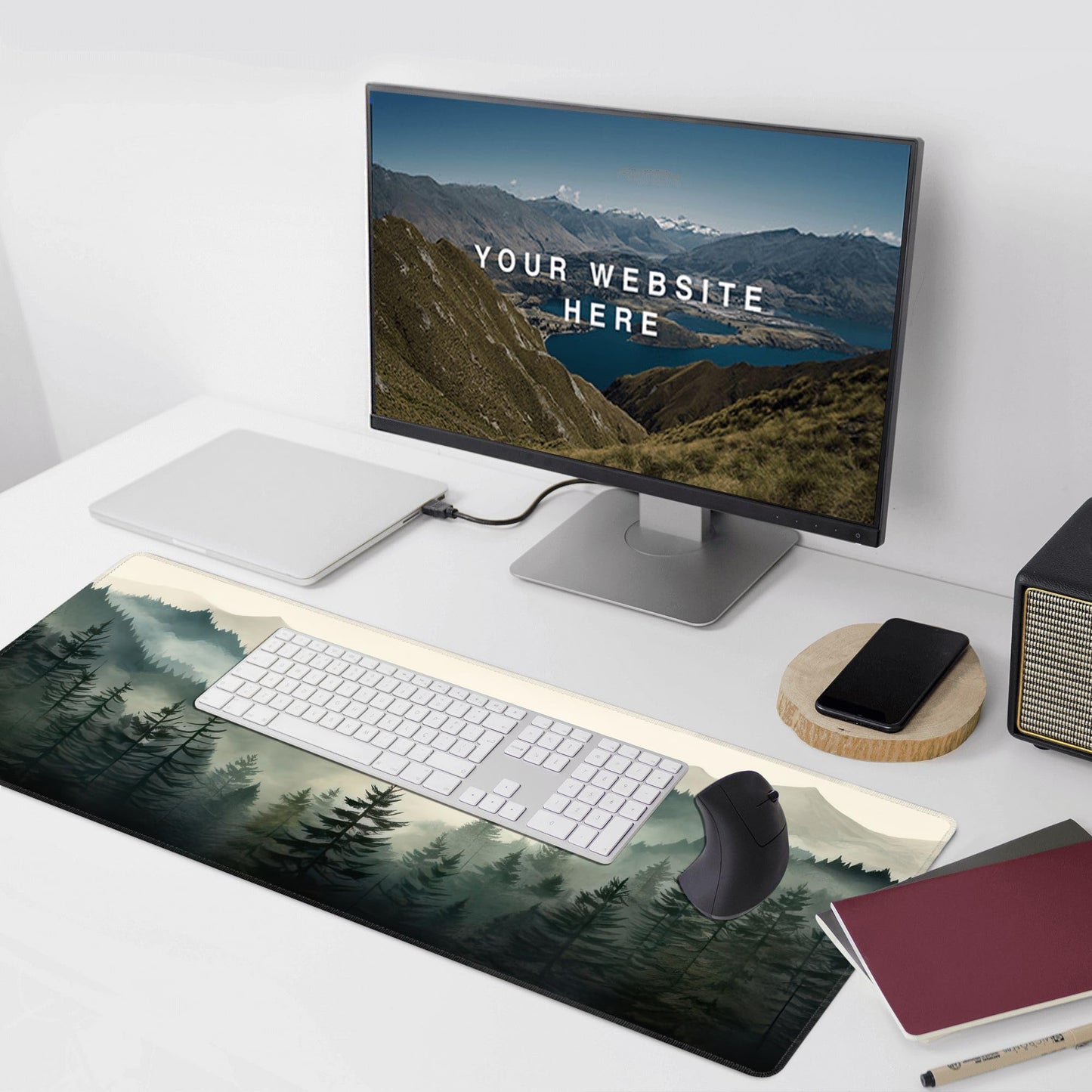 Misty Forest Large Mouse Pad,Gaming Keyboard Desk Pad,Extended Mouse Mat Non-Slip Rubber Base with