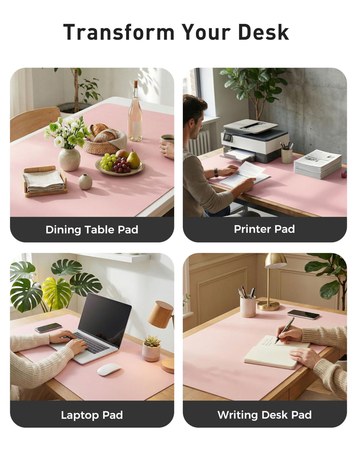 Aothia Faux Leather Desk Mat - Large Mouse Pad, Non-Slip PU Leather Blotter, Waterproof Writing