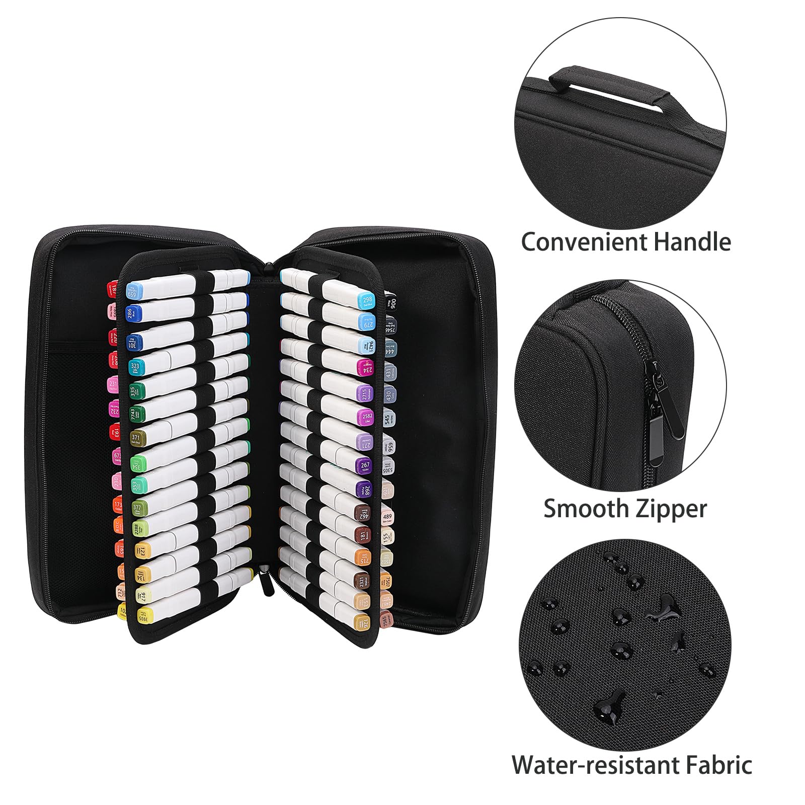 BOMKEE 60 Slots Marker Organizer Case, Large Marker Case for 60 Markers Big Capacity Marker Storage