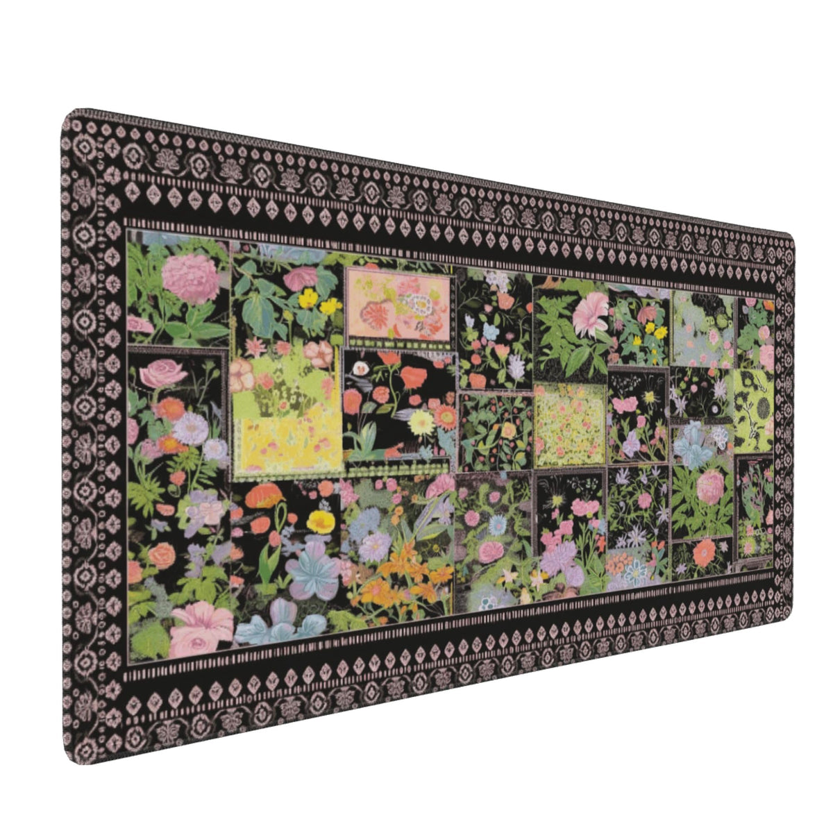 Floral XXL Large Mouse Pad - Anti-Slip Desk Mat with Stitched Edges for Women, Office & Home, Cute