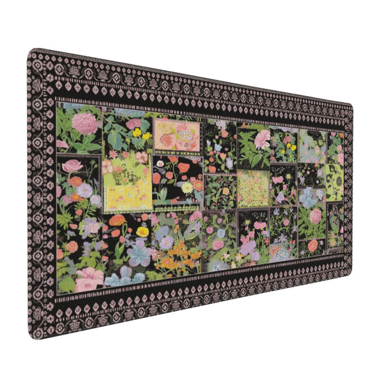 Floral XXL Large Mouse Pad - Anti-Slip Desk Mat with Stitched Edges for Women, Office & Home, Cute