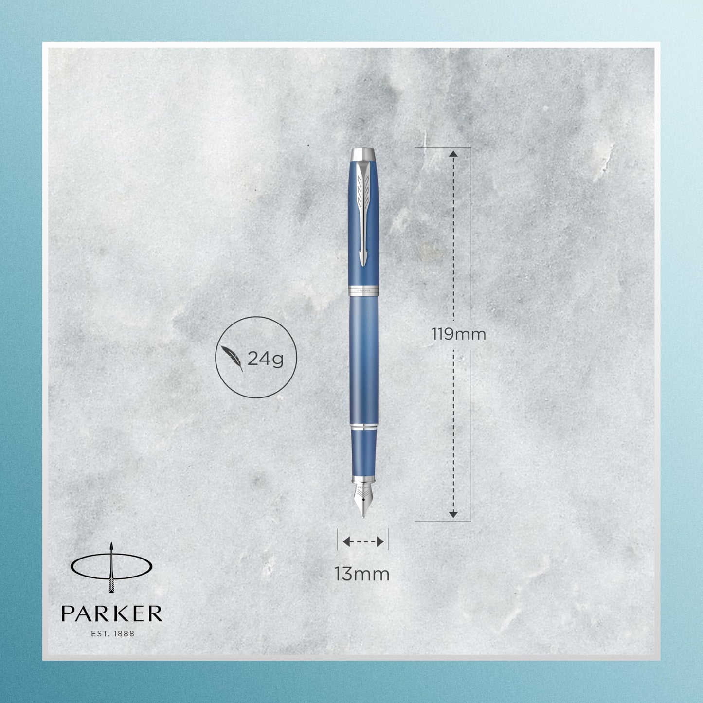 Parker IM Writing Rituals Fountain Pen | Peaceful Blue Finish with Gradient & Chrome Trims | Fine