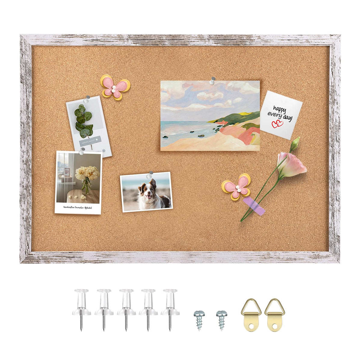 Aitakatta Cork Board Bulletin Board, 29.5x19.7 inches Decorative Hanging Framed Cork Boards for