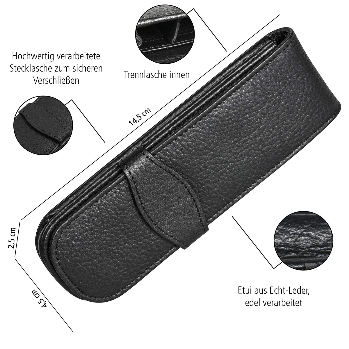 Paradise Pen Company Leather Case Black for 2 Standard Pen (90759)