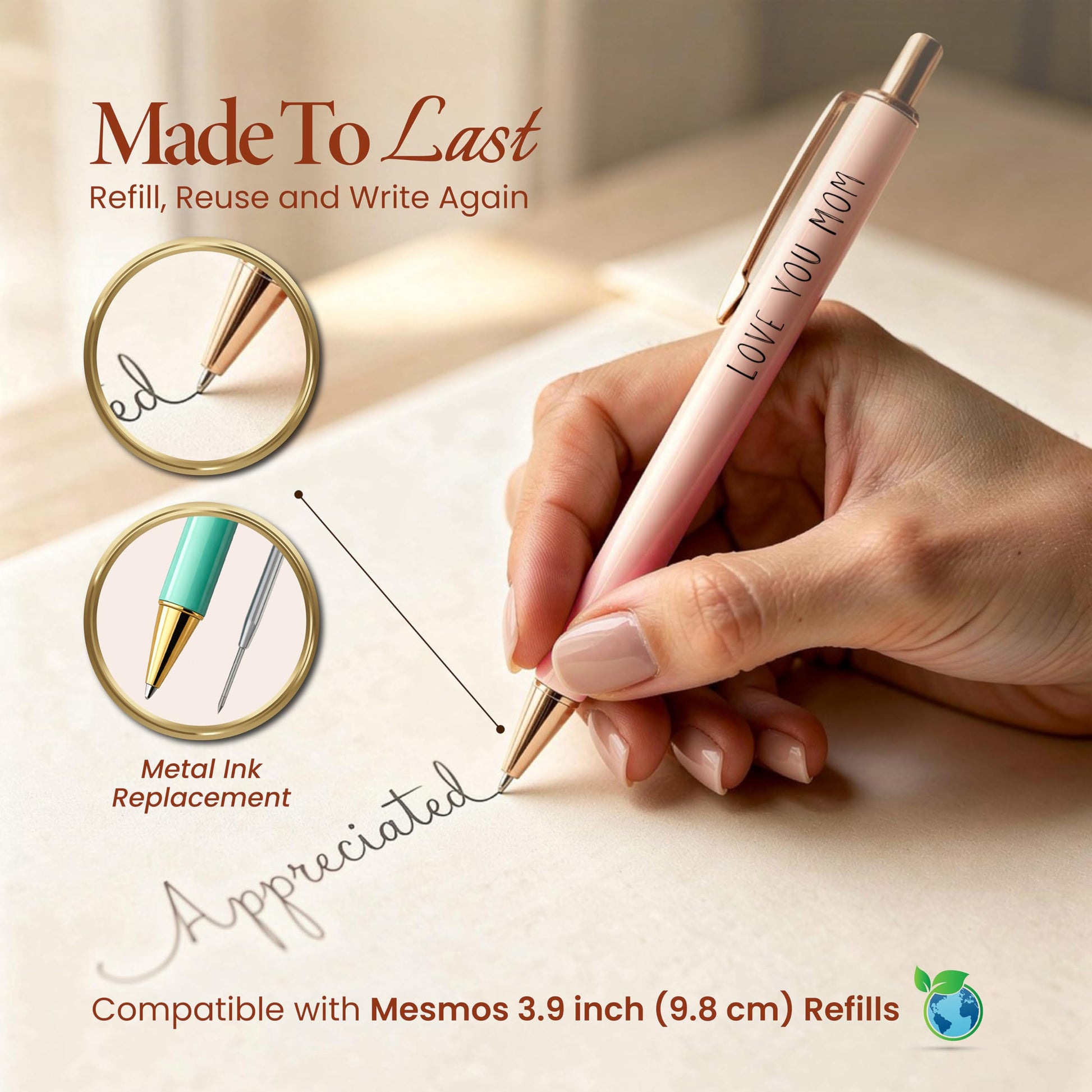 MESMOS 3Pk Fancy Pens Gift Set, Birthday Gifts for Mom, Best Mom Ever Gift, Presents from Daughter