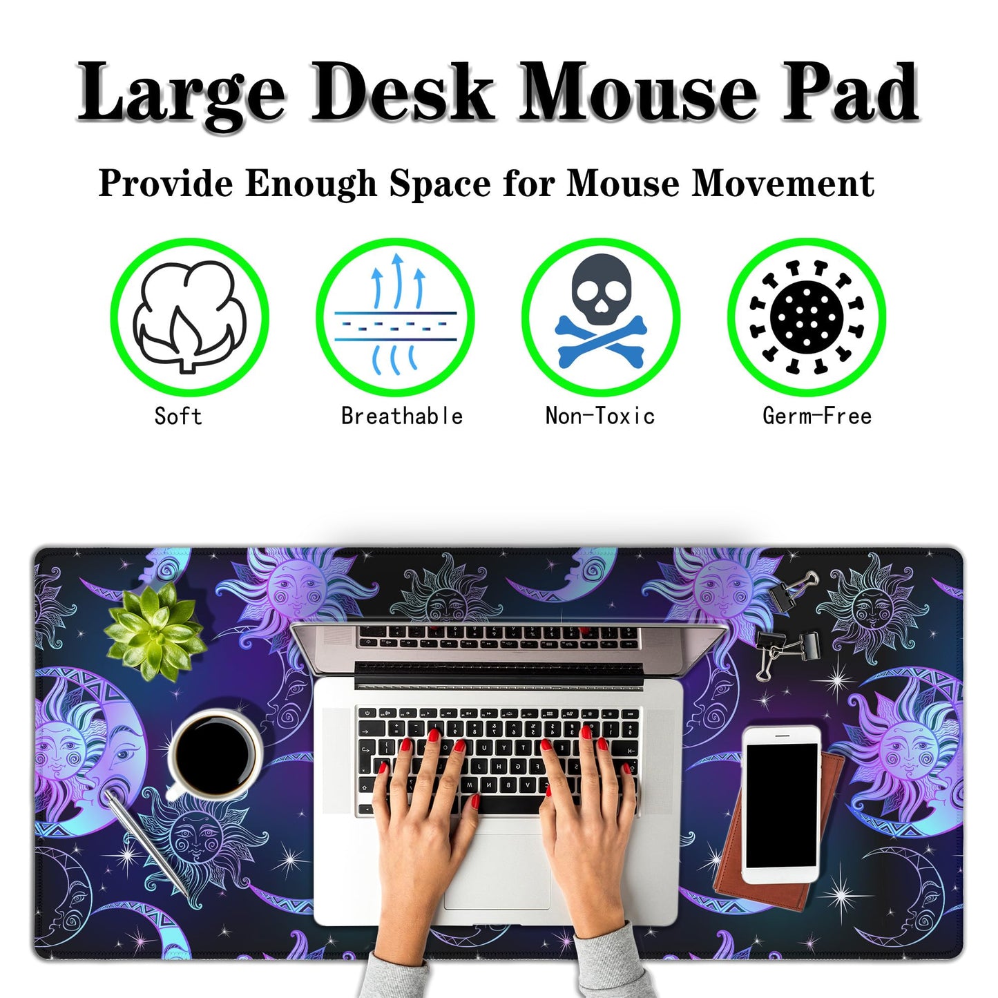 Samgula Gaming Mouse Pad Purple Desktop Mat Extra Large Mouse Pads Computer Desk Mat Pc Gaming Mat