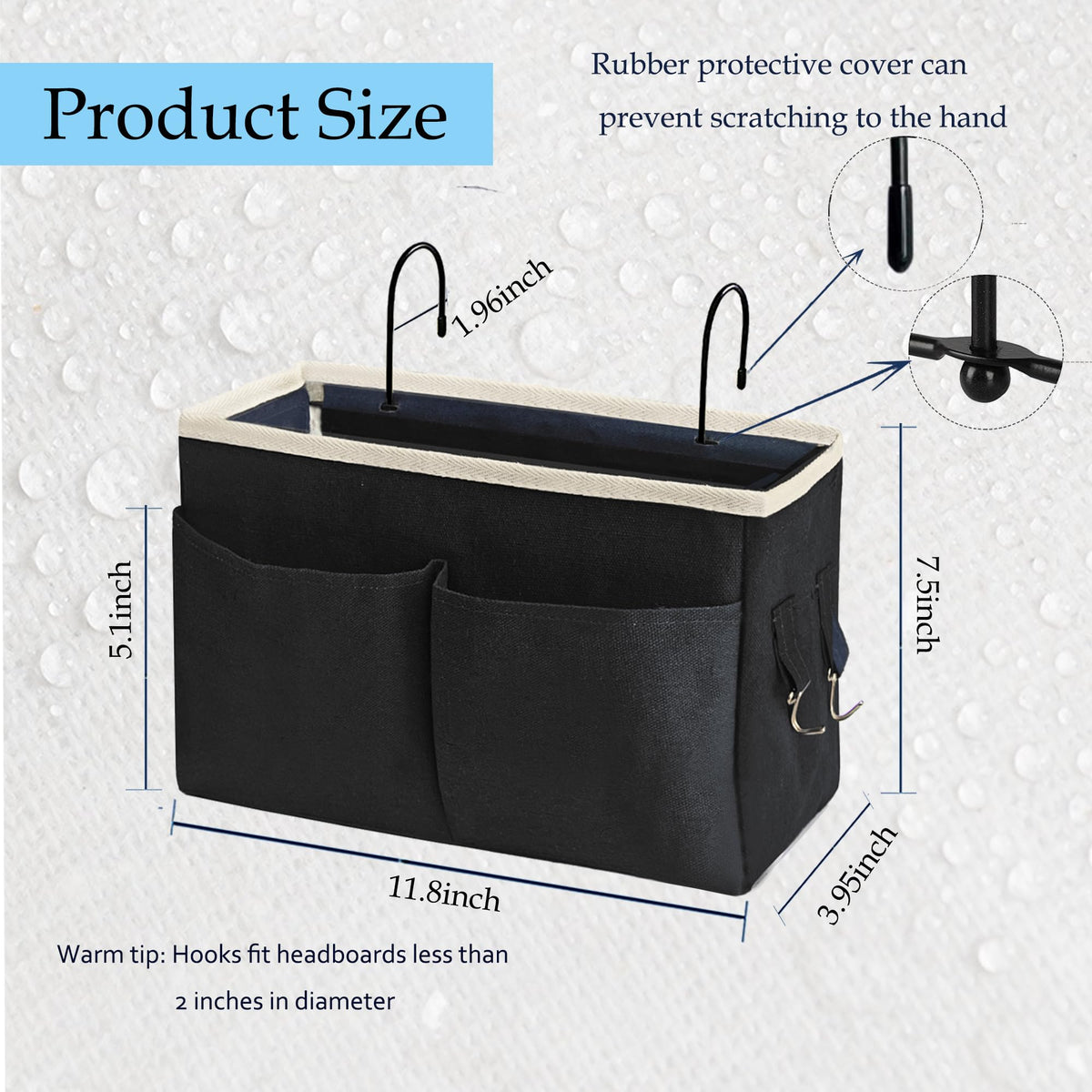Someteth Bedside Caddy Organizer - Bedside Hanging Storage Bag with Hooks, Dorm Essentials Caddy