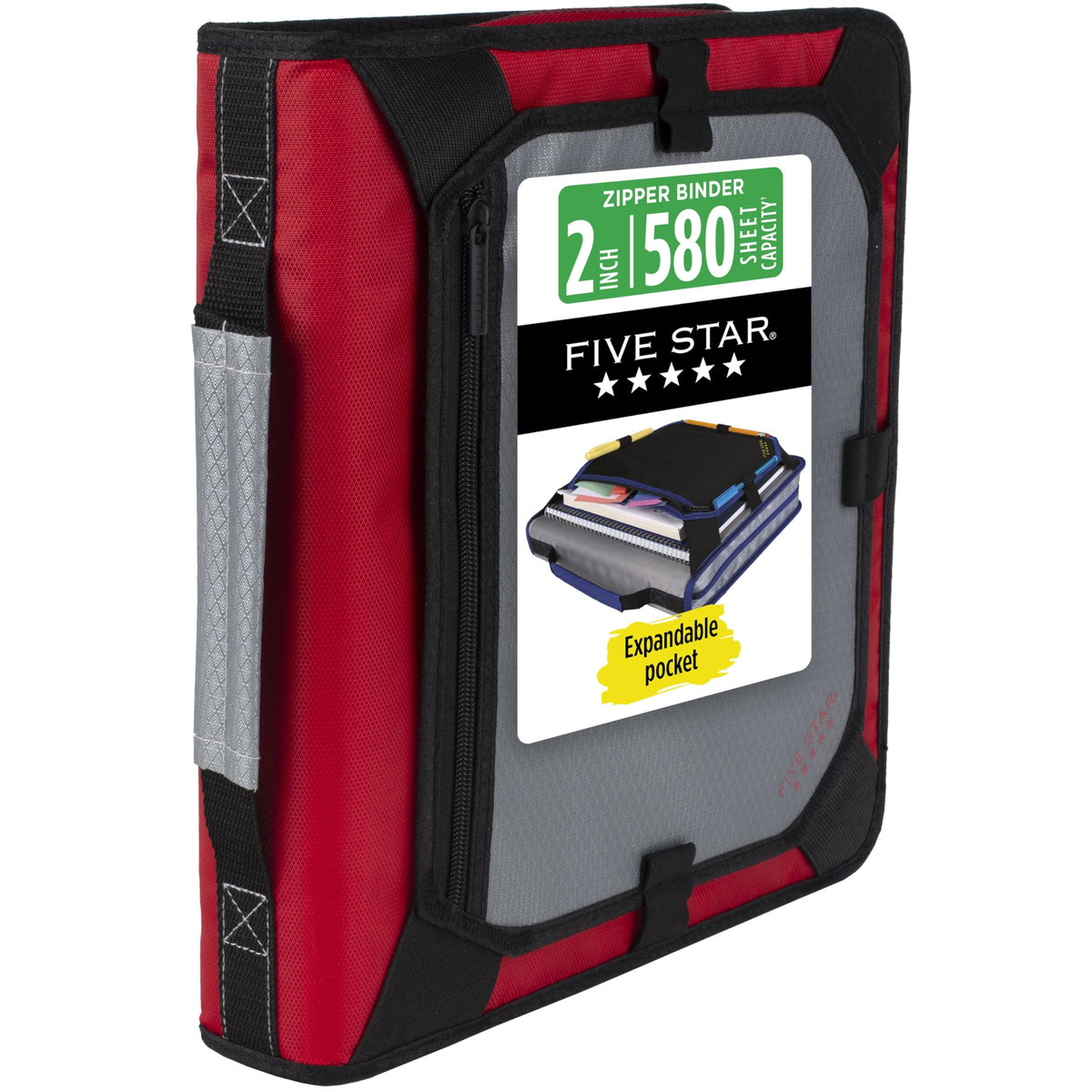 Five Star Zipper Binder 2 Inch O-Rings Case Organiser with Expansion Panel and 5-Tab Expanding File