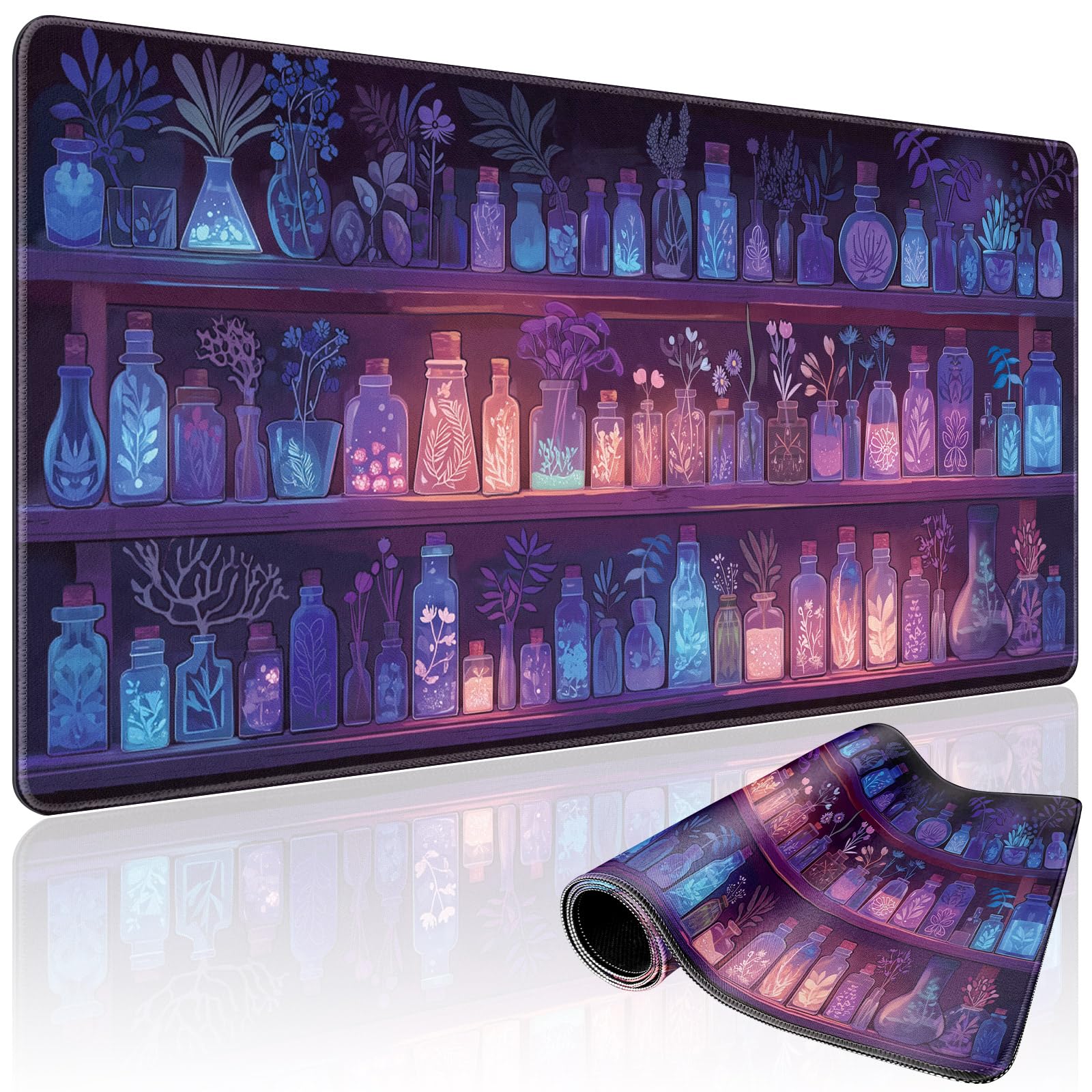 Mcapirivo Mystical Potion Bottles Large Gaming Mouse Pad Desk Mat 31.5x15.7