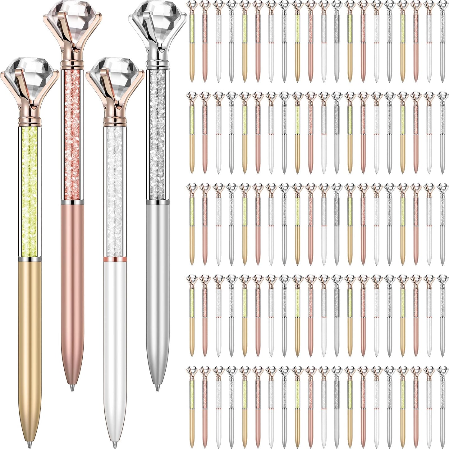 Sherr 100 Pack Crystal Diamond Pens Jewel pen Bulk, Classic, Glitter