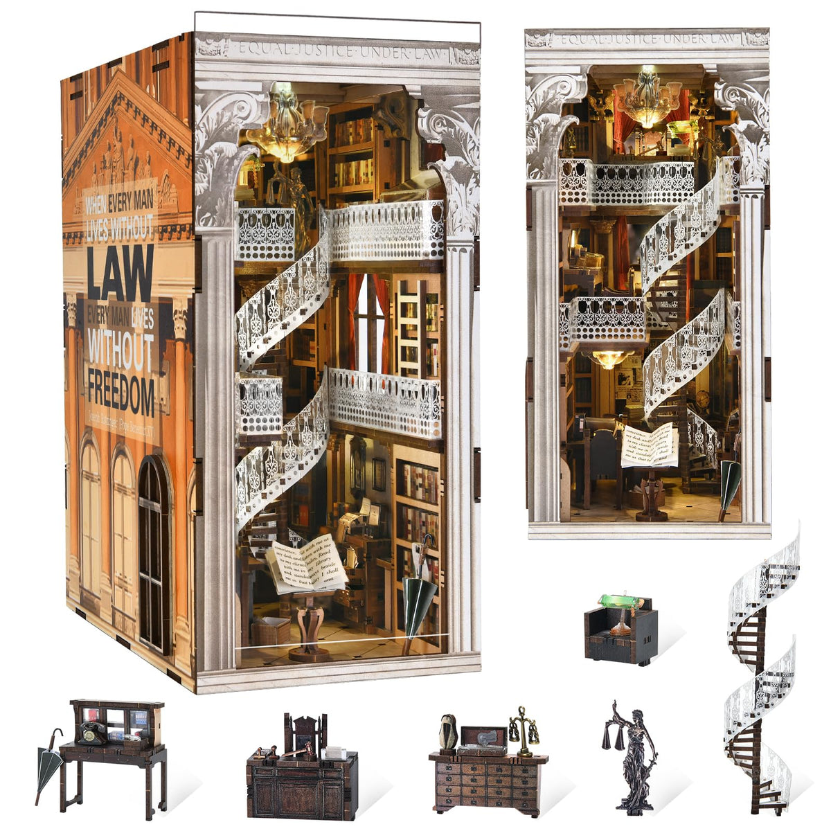 CCCDF DIY Book Nook Kit for Adults and Teens, Miniature Dollhouse Booknook Kit, 3D Wooden Puzzle