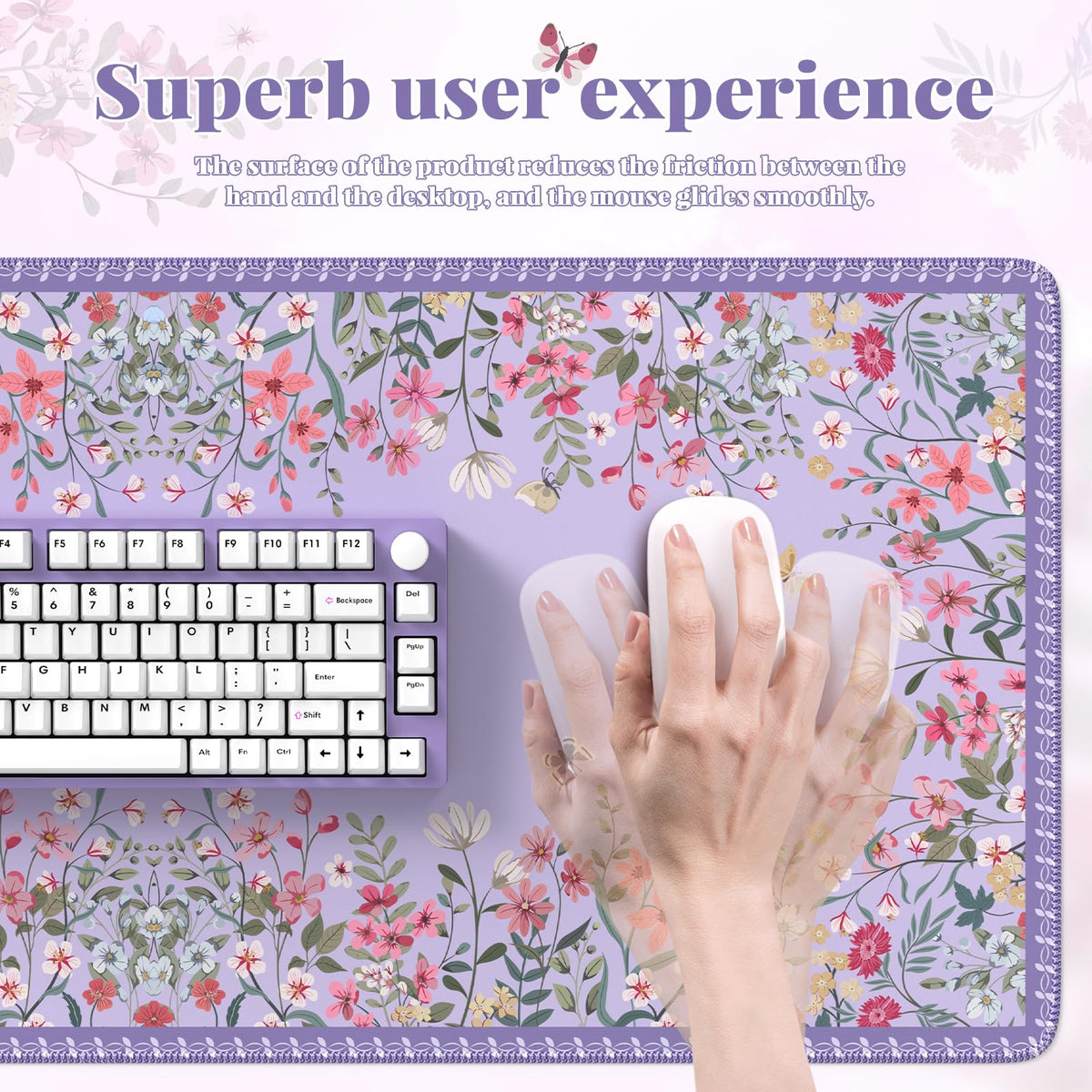 iCasso Large Desk Mat for Keyboard and Mouse,Cute Desk Pad,Purple
