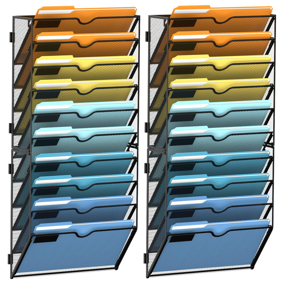 SUPEASY 10-Tier Hanging Wall File Organizer with Hooks, 2 Pack