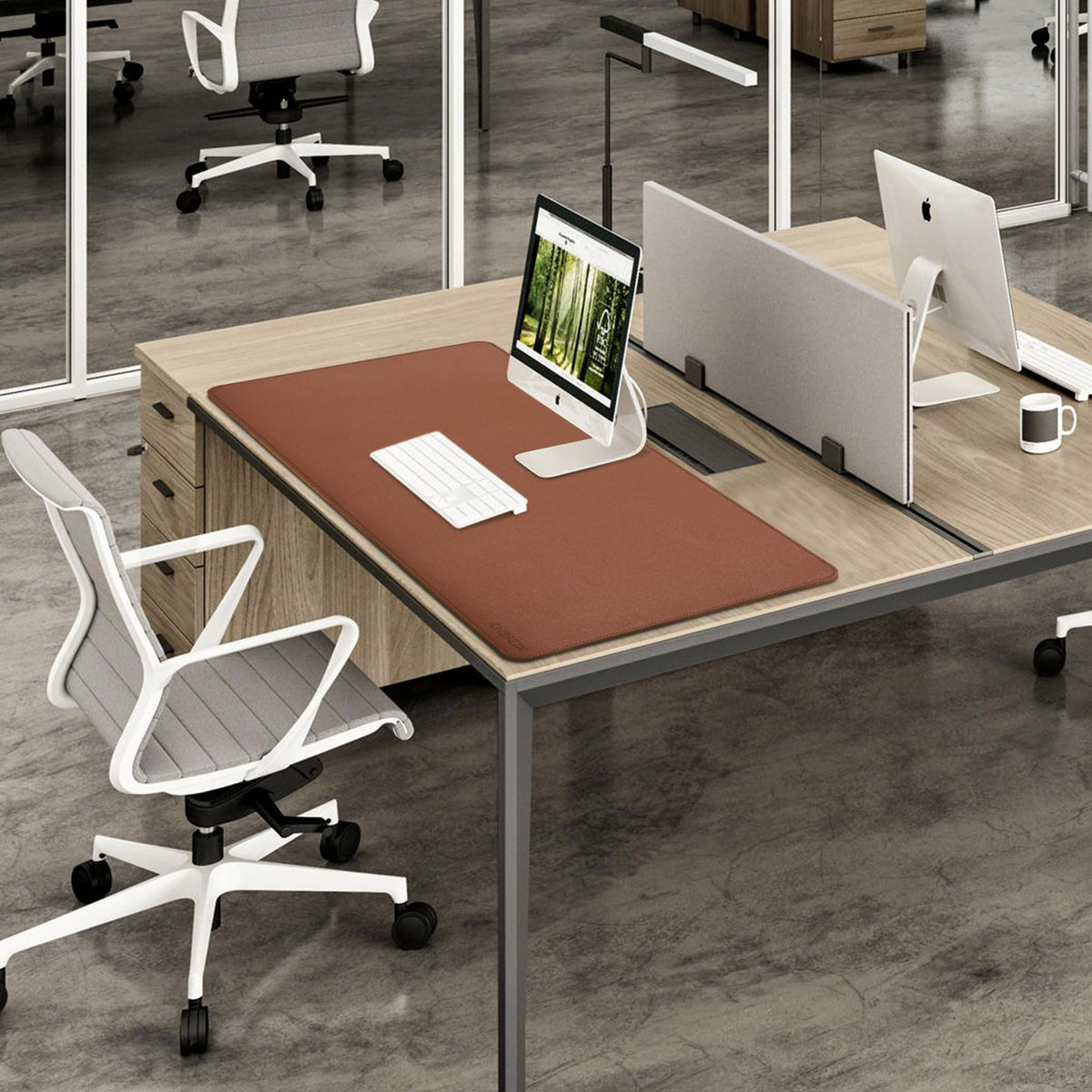 Chihein 39" x 20" 3XL Desk Mat with Cork & PU Leather, Dual Sided Desk Pad, Waterproof Computer