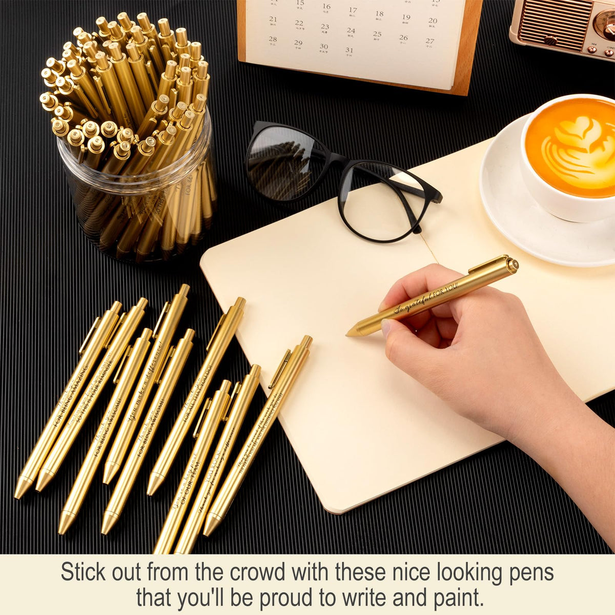 Crtiin 50 Pcs Inspirational Pens Bulk Gold, Team Motivation