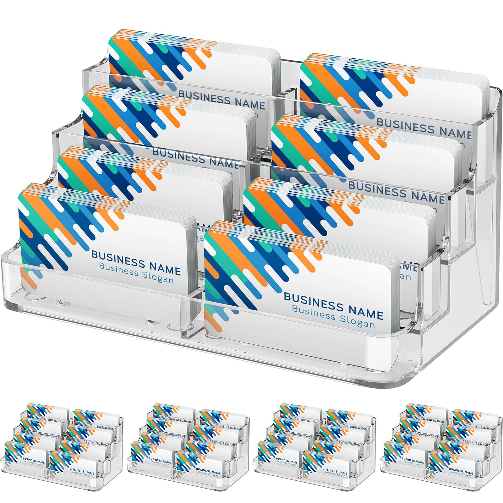 MaxGear 4 Pack Acrylic Business Card Holder, Card Display Stand, 8 Pockets