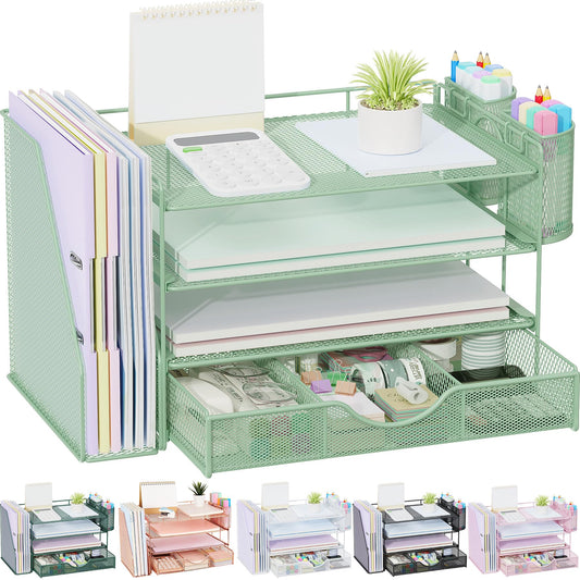 gianotter 4-Tier Desk Organizer with Drawers, File Holders, Letter Trays and Pen Holders