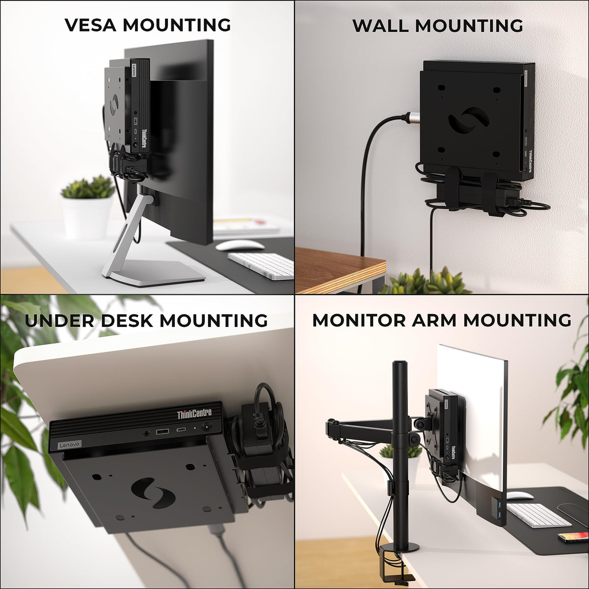 HumanCentric VESA Mount for Lenovo ThinkCentre Tiny - Behind Monitor