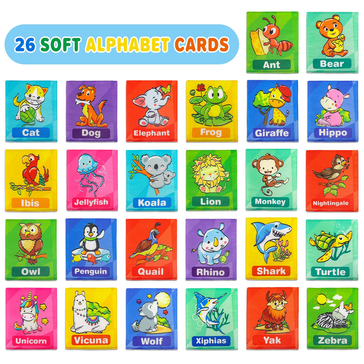 Dr.Rapeti ABC Flash Cards, Soft Alphabet Cards, 26pcs ABC Alphabet Cards