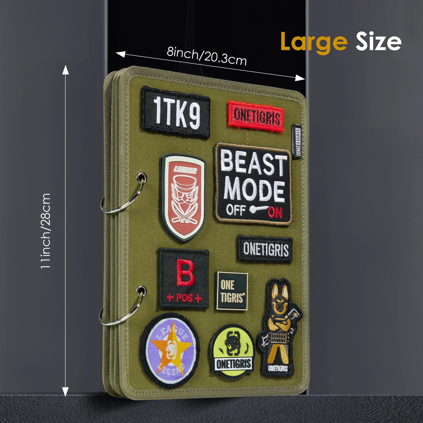 ONETIGRIS Patch Board, Flip-Page Tactical Patches Display Holder 11" x 8"