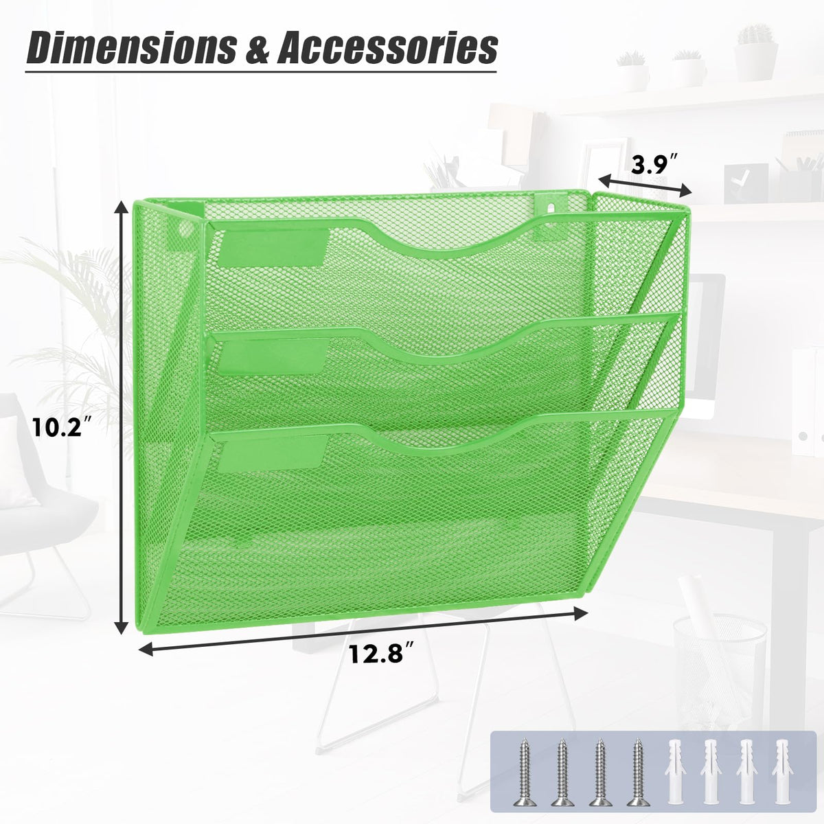 EASEPRES 3 Pocket Mesh Hanging Wall File Organizer, Wall Mounted Mail Paper Document Folder Holder