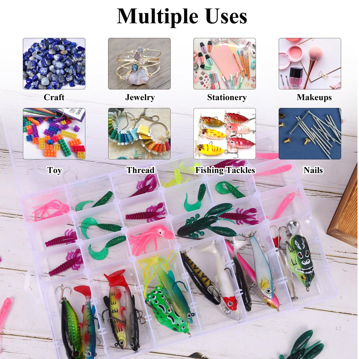 Bead Organizer Storage 4 Pack 36 Grid Jewelry Tackle Craft Box Adjustable