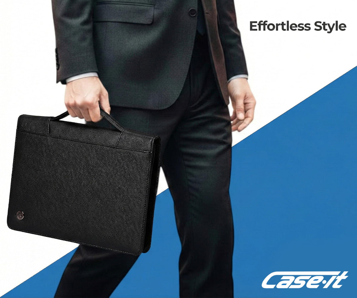 Case-it Zipper Padfolio | Letter Size | 3-Ring Binder | PAD-40 Black