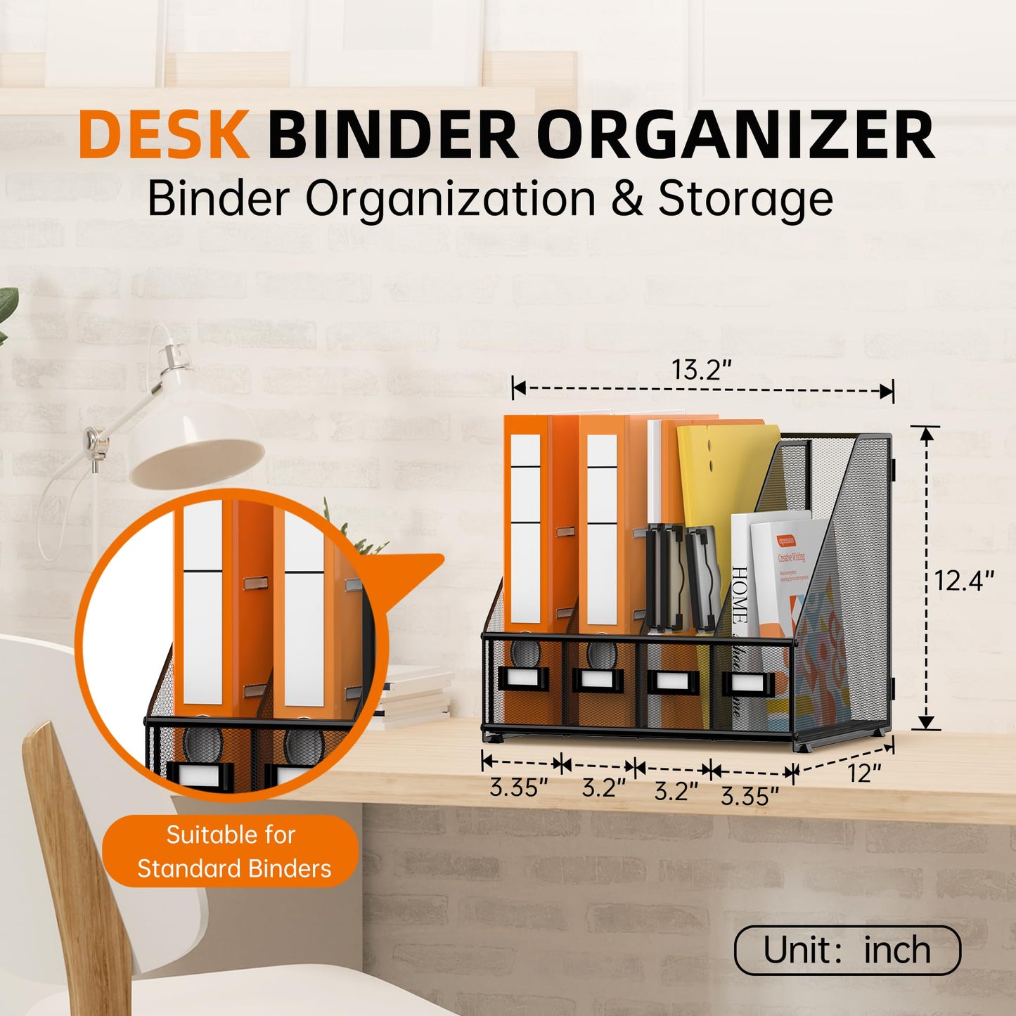 DALTACK 4-Slot Magazine File Holder, Metal Binder Holder, Black