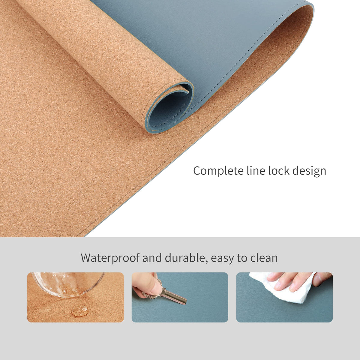RENMTURE Dual-Sided Mouse Pad, Natural Cork & PU Leather Large Desk Pad for Office and Home Work