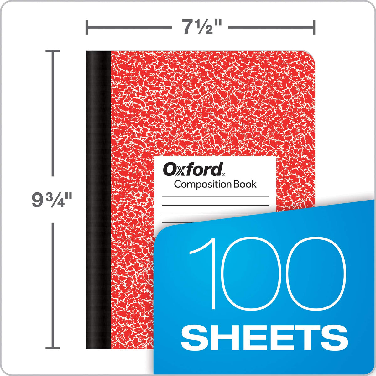 Oxford Composition Notebooks, Wide Ruled Paper, 9-3/4" x 7-1/2", Assorted Marble Covers, 100