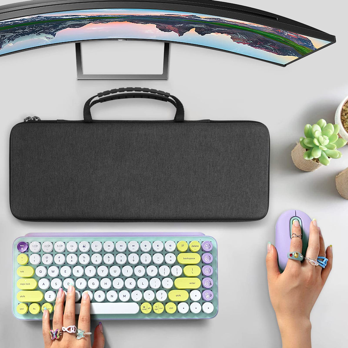 GEEKRIA 75% Keyboard Case, Hard Shell Travel Bag for Compact 84 Key Computer Mechanical Gaming