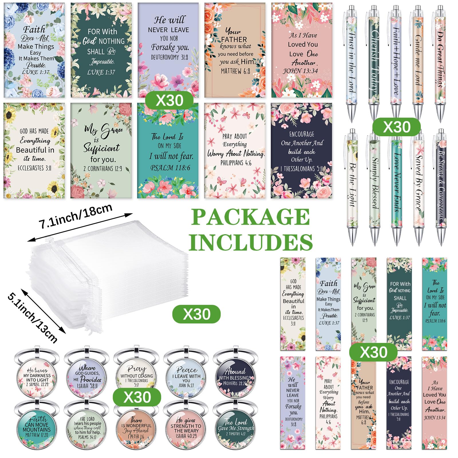 Jetec 150 Bible Verses Gift Set for 30 Christian Bookmarks 30 Scripture Ballpoint Pens 30 Christian