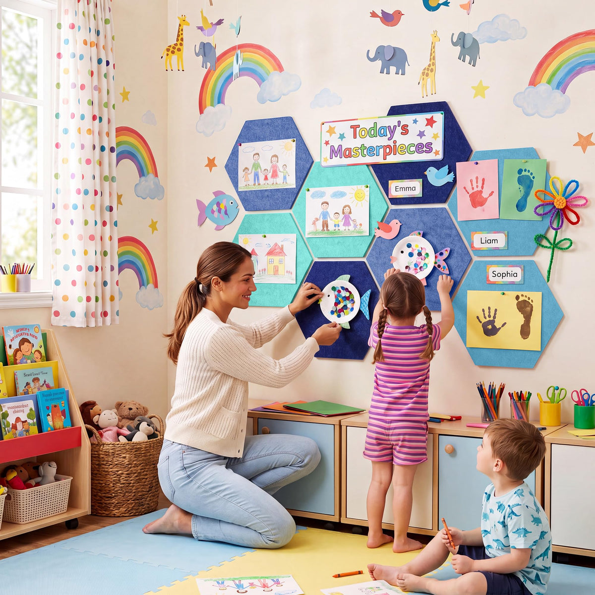 Uoisaiko 8-Pack Hexagon Felt Bulletin Board Tiles, Cork Board Alternative