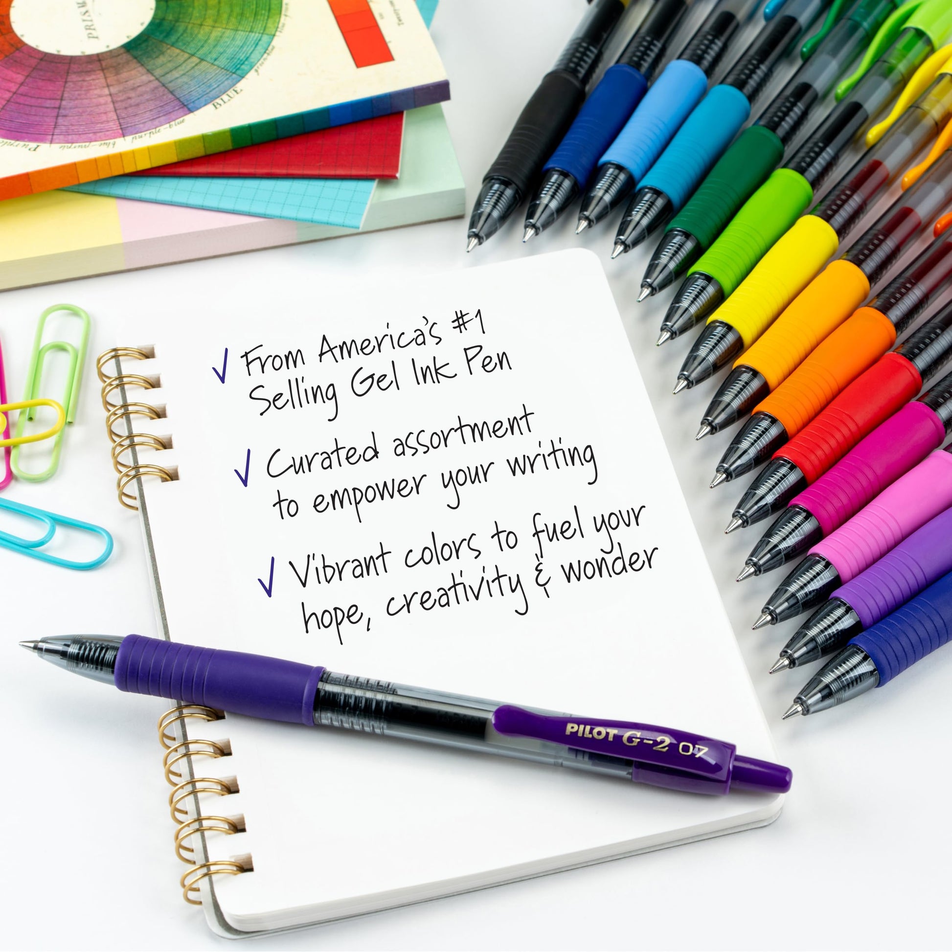 PILOT G2 Premium Gel Roller Pens, Rainbow Assorted Color Inks 0.7mm, 8 Pack