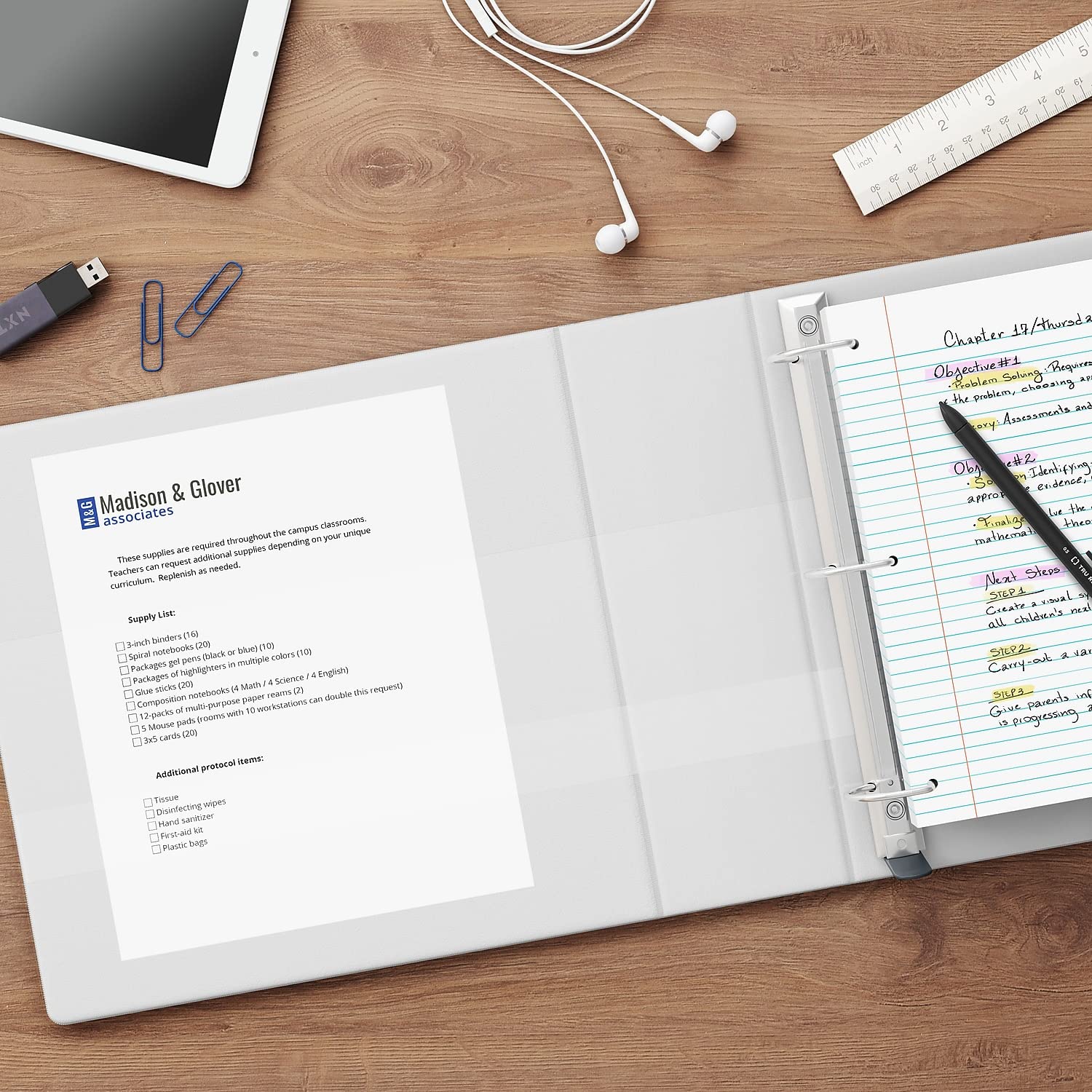 Staples Heavy-Duty 1.5-Inch 3-Ring View Binders, White, D-Ring, 3-Pk