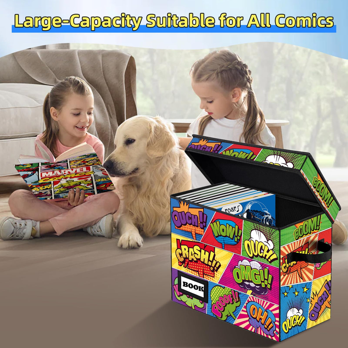 YNSZAS 2 Pack Collection Comic Book Storage Boxes, Protector Organizer 15.8" X 7.8" X 11.8"