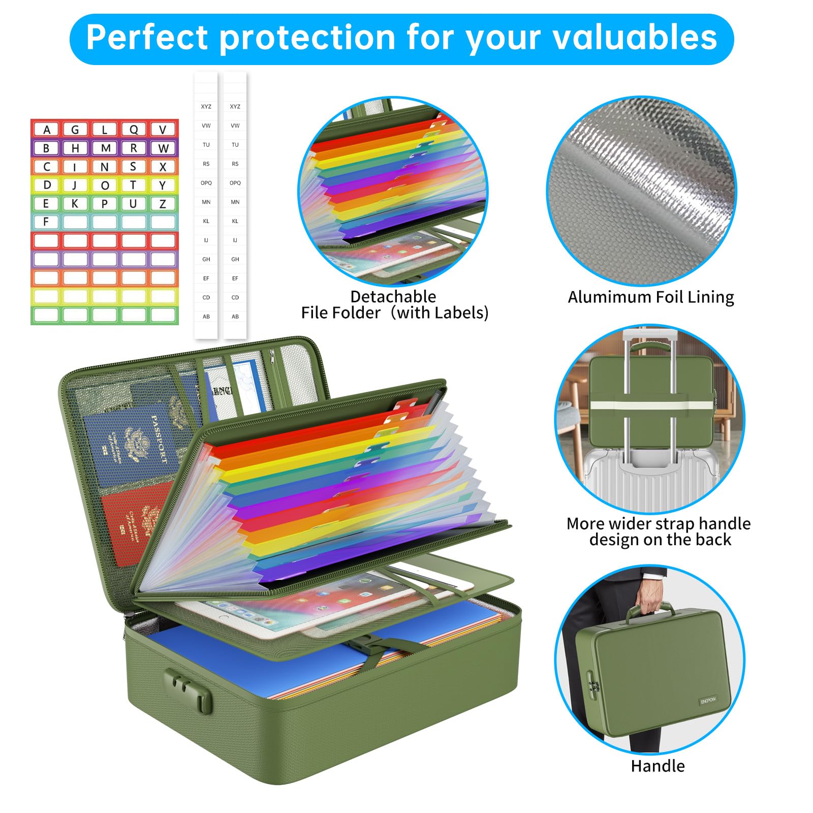 ENGPOW Fireproof File Organizer Bag with 13 Pockets Accordion File Folder