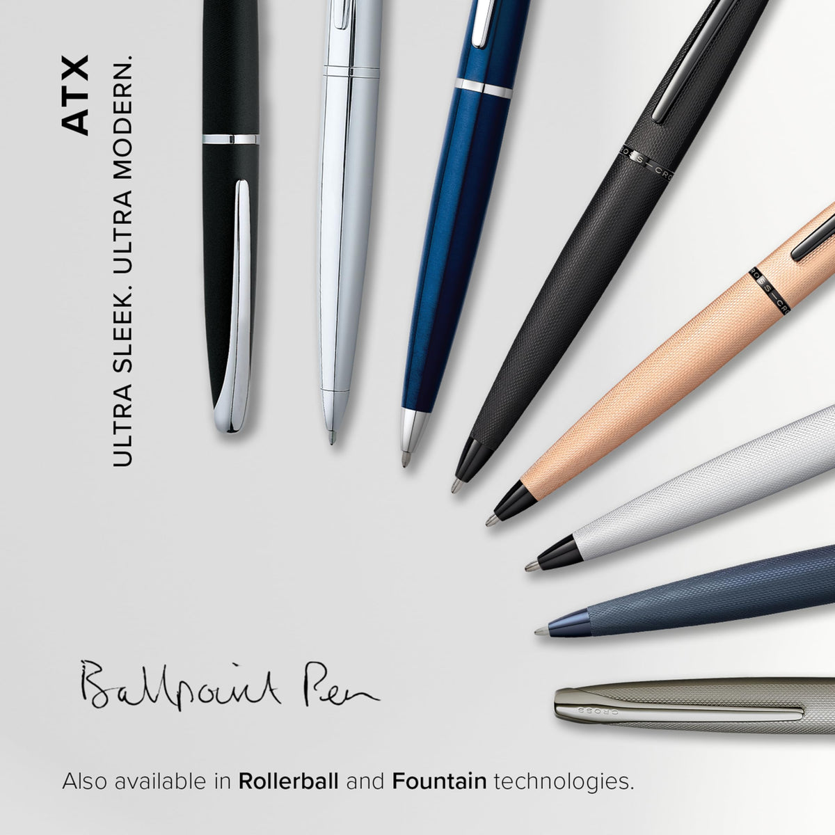 Cross ATX Pure Chrome Ballpoint Pen, Medium Point, Black Ink