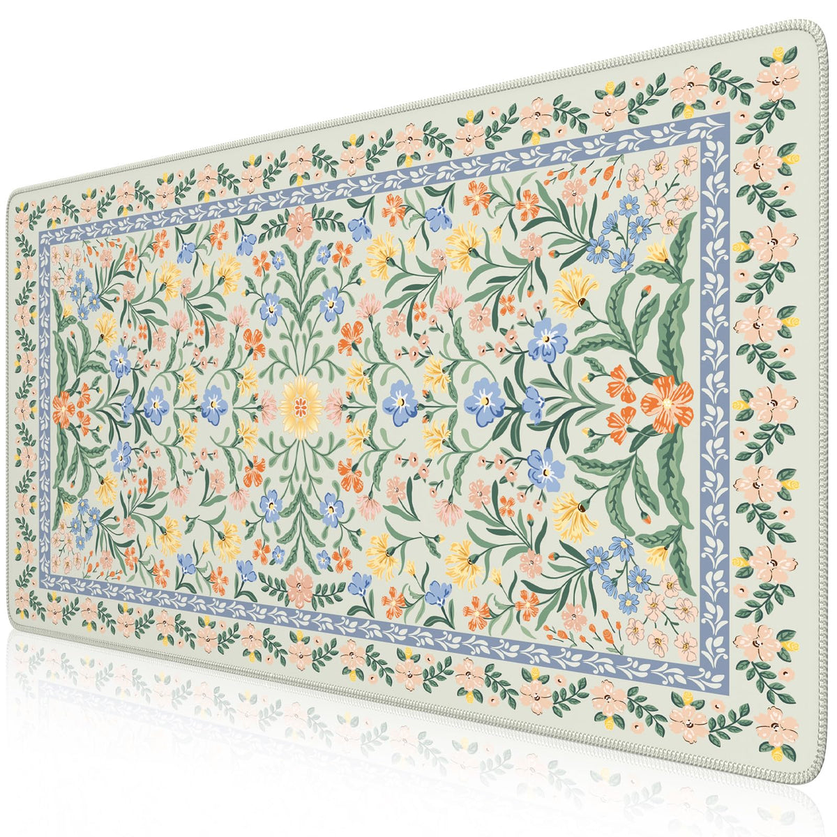 iCasso Desk Mat for Office Decor,35.4 x 15.7 in,Cute Green Floral
