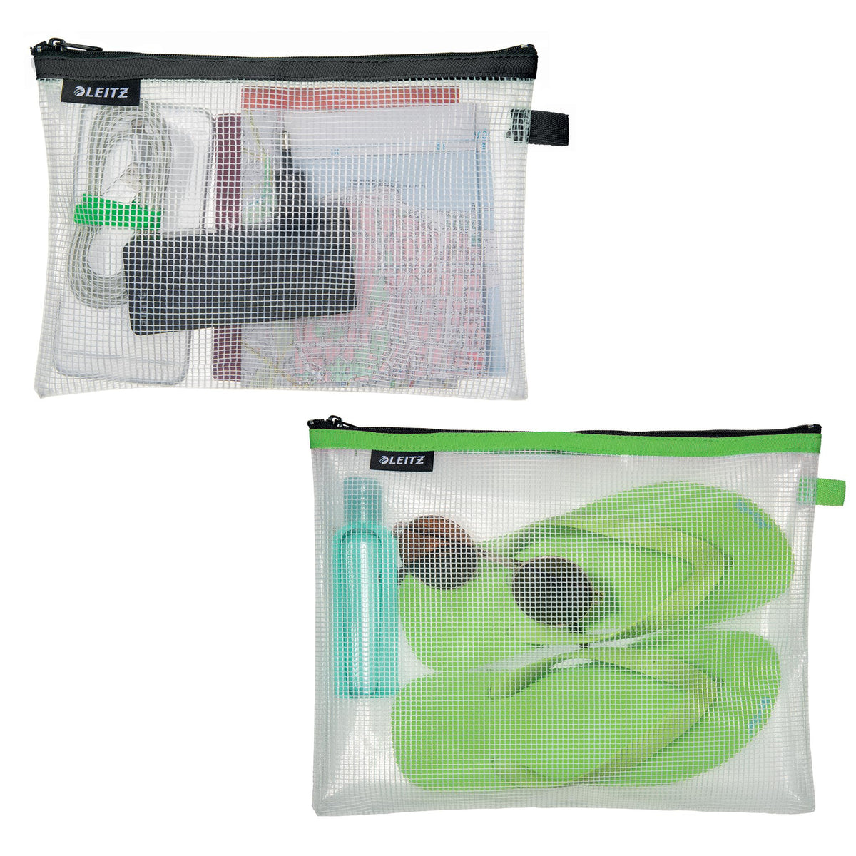 Leitz Set of 4 Leitz Wow Travel Pouches, Water Resistant, Translucent, Ideal for Visible Storage