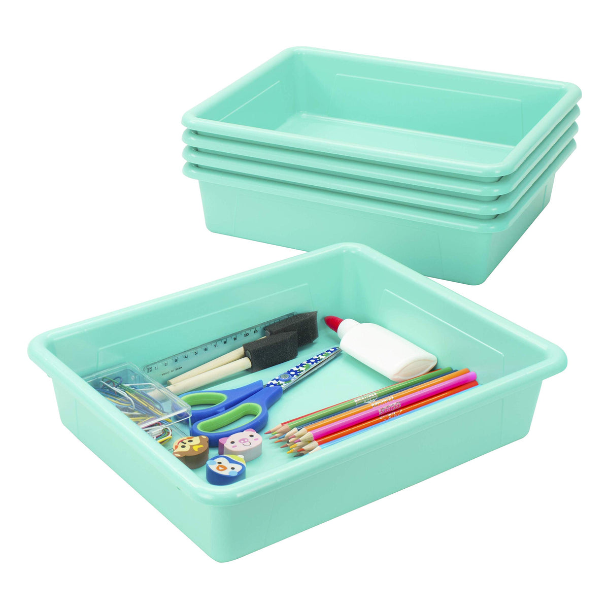 Storex(62522U05C) Letter Size Flat Storage Tray – Organizer Bin for Classroom, Office and Home