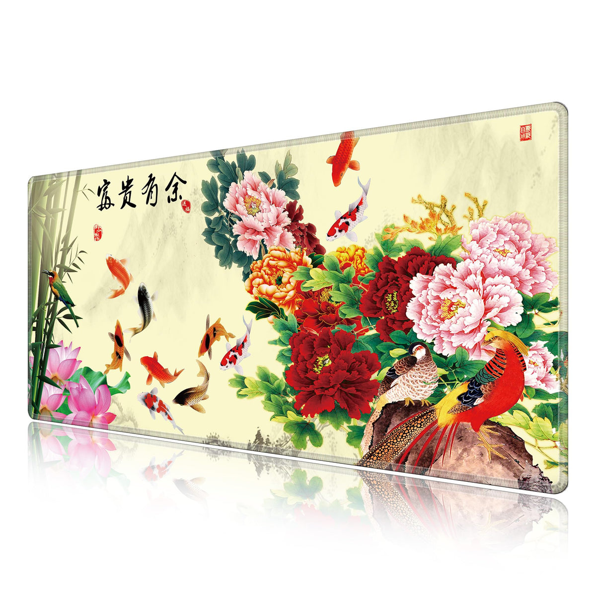 LL-COEUR XXL Landscape Gaming Mouse Pad Computer Keyboard Mat Office Desk Pad (Fish, 39.3" x 19.6"